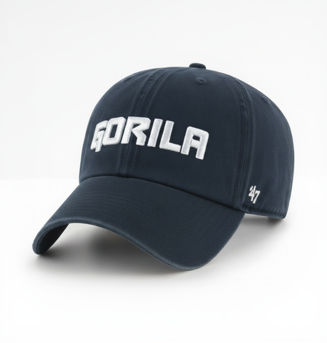 Navy blue cap with white 'Gorila' branding on a white background