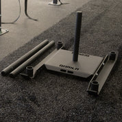 Gorila Gator sled on the black Gorila Pro Turf, demonstrating the turf’s durability for intense sled training.