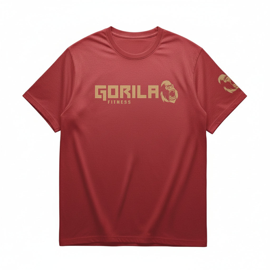 Gorila Original Tee - Burgundy t-shirt for gym wear with pre-shrunk cotton