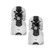 Elegant NÜOBELL 50lb adjustable dumbbell in white, ideal for minimalist Canadian home gym setups.