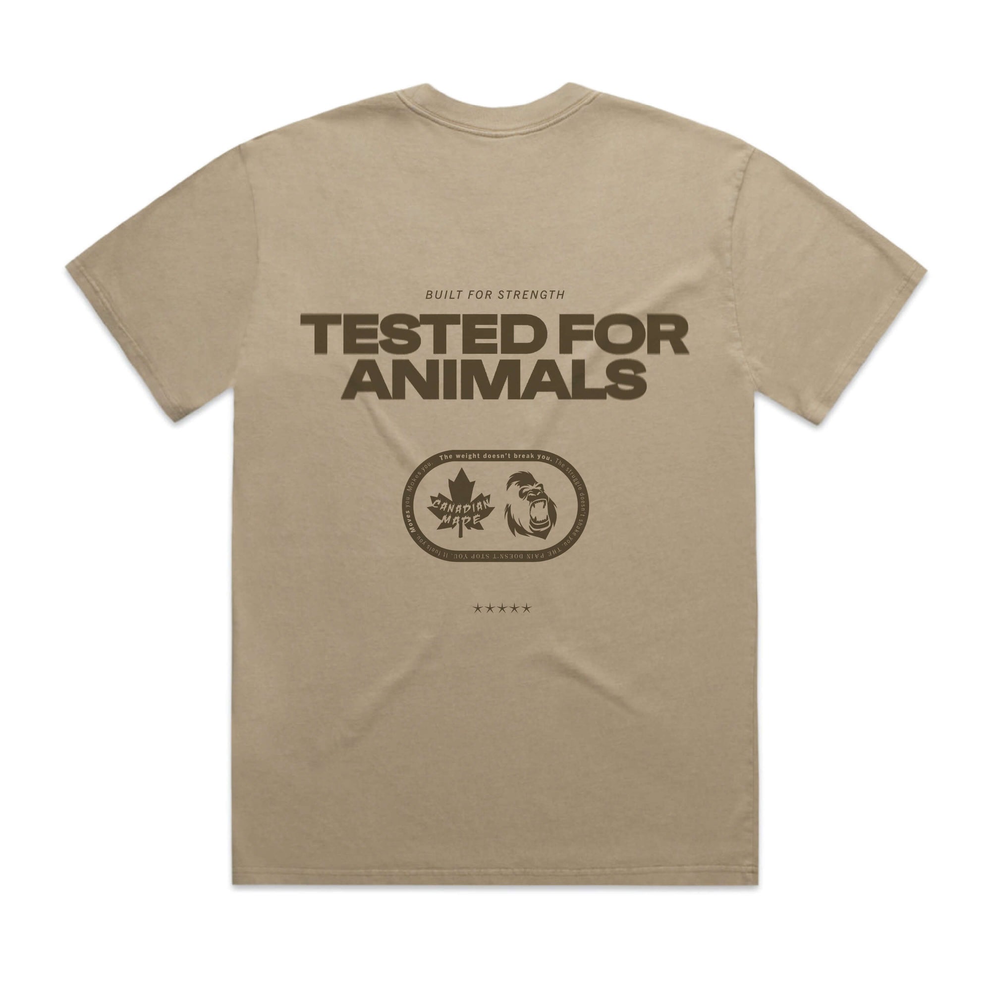 Tested For Animals Heavy Tee Gorila Fitness heavyweight training t shirt front logo design
