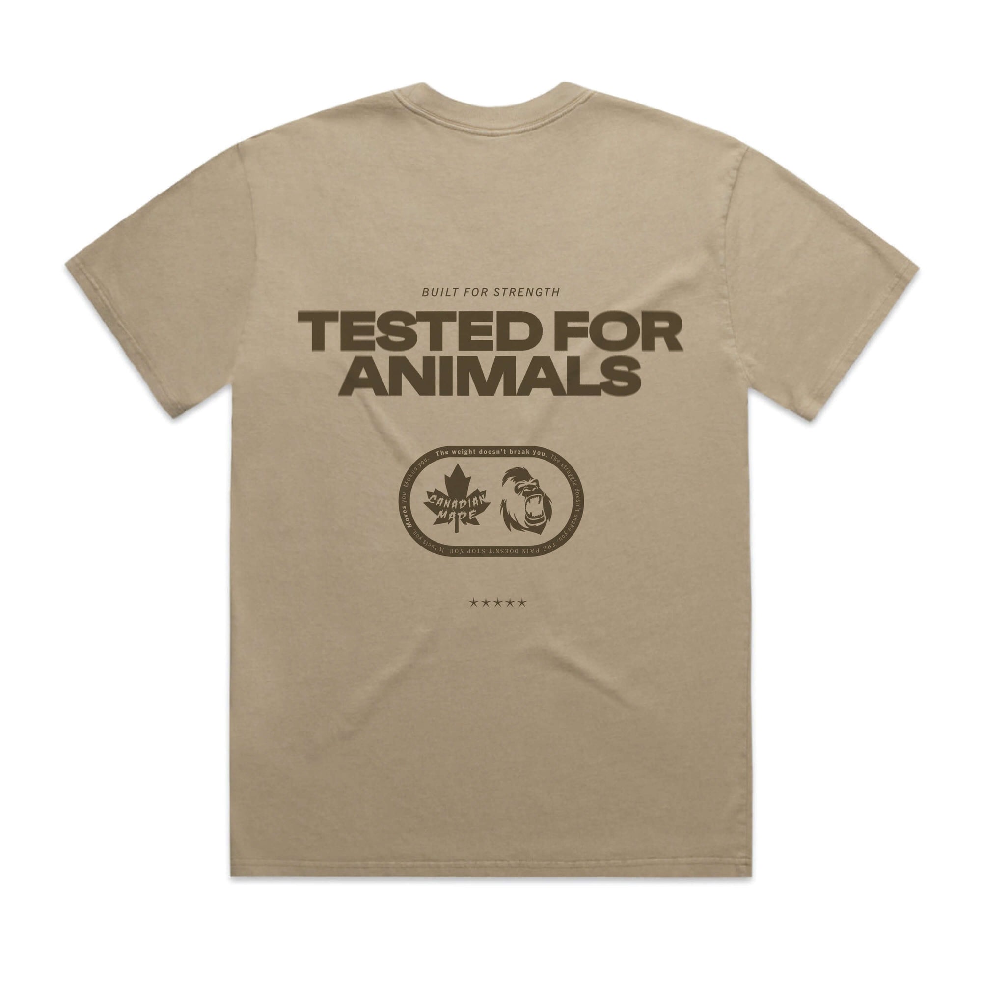 Tested For Animals Heavy Tee Gorila Fitness heavyweight training t shirt front logo design