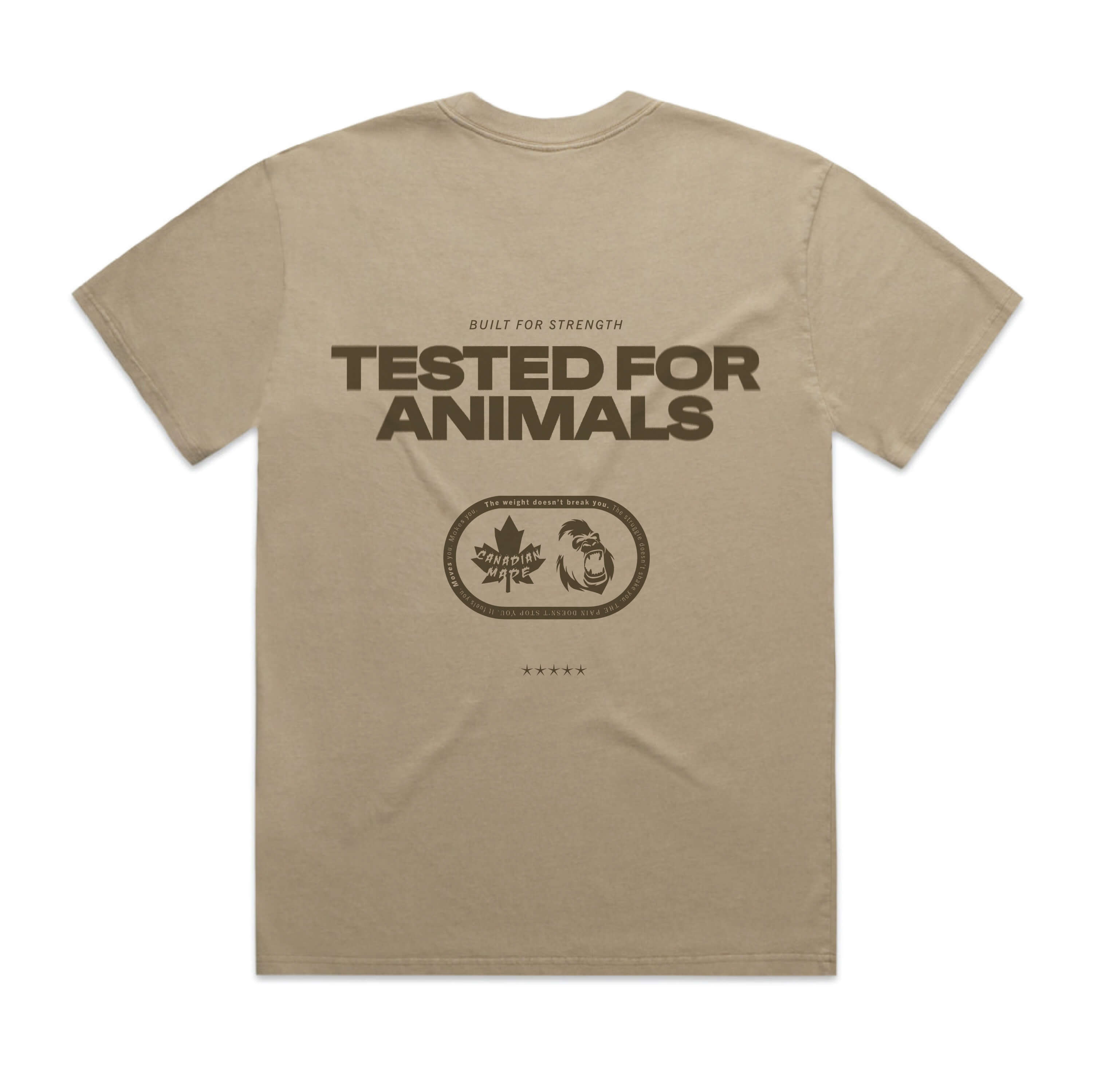 Tested For Animals Heavy Tee Gorila Fitness heavyweight training t shirt front logo design