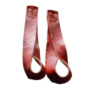 GORILA OLY LEATHER LIFTING STRAPS - RED - PAIR